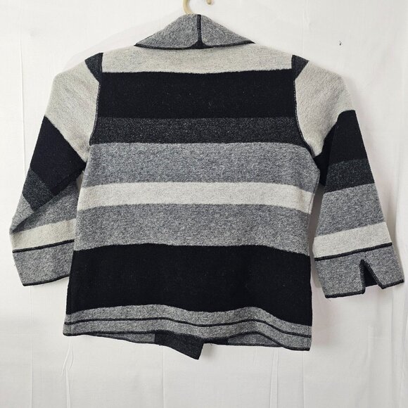 Chicos Cardigan Womens 0 Black White Wool Blend Jacket Single Button Closure - Picture 2 of 12
